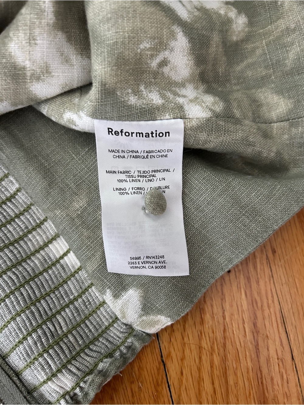 Reformation Olive Green Floral Cutout Square-Neck Top - Picture 4 of 5